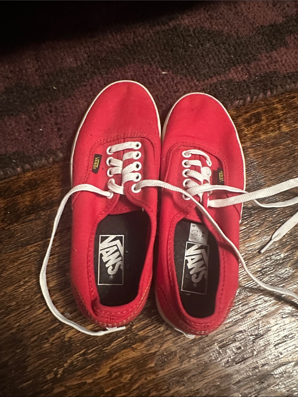 Vans Women's Low-Top Canvas Sneakers in Red with White Trim